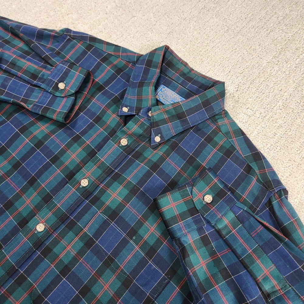 Vintage Sir Pendleton Shirt Men Large Virgin Wool Lightweight Tartan Plaid Green